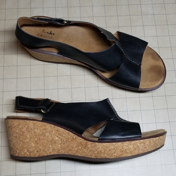 clarks velcro wedge sandals